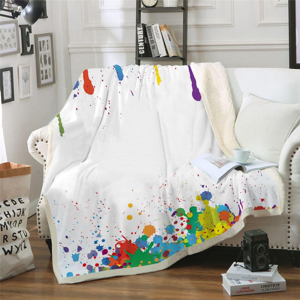 Rainbow Paint Splatter Blanket Quilt