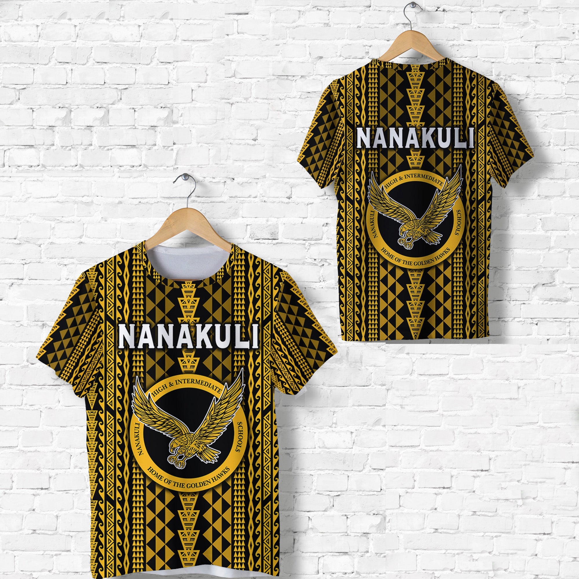 Hawaiian Nanakuli School T Shirt Golden Hawks Simple Style Ha62278