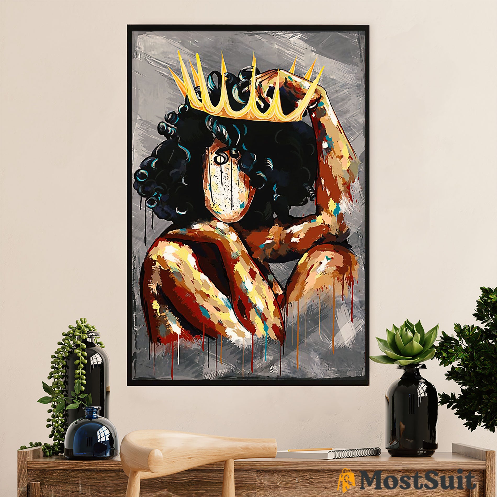 African American Afro Poster | Gift For Black Girl | Juneteenth Day Room Wall Art – Black Queen Afro