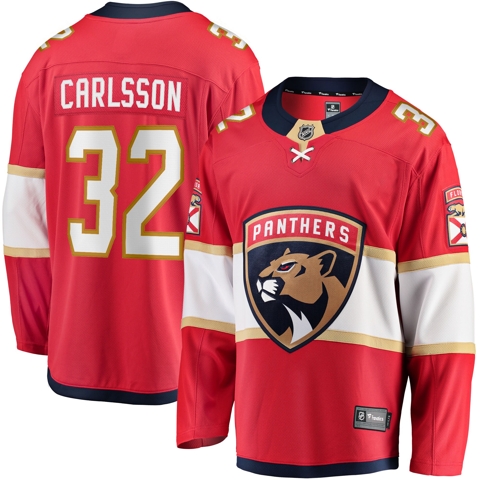 Lucas Carlsson Florida Panthers Branded Home Breakaway Player Jersey – Red