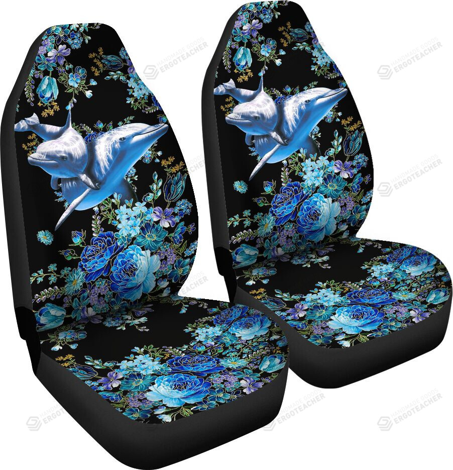 Dolphin Flower Gold Metallic Car Seat Covers