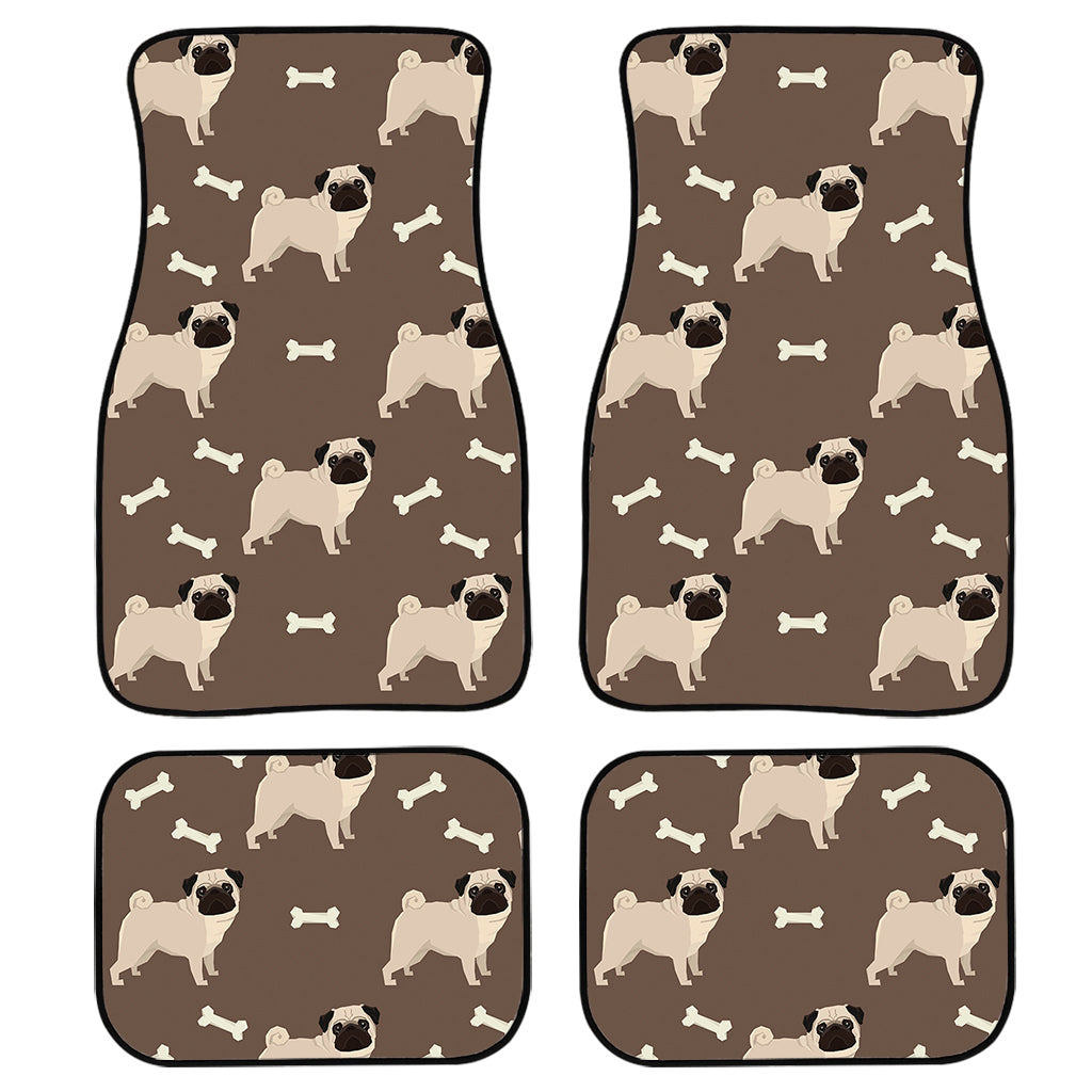 Geometric Pug Pattern Print Front And Back Car Floor Mats, Front Car Mat