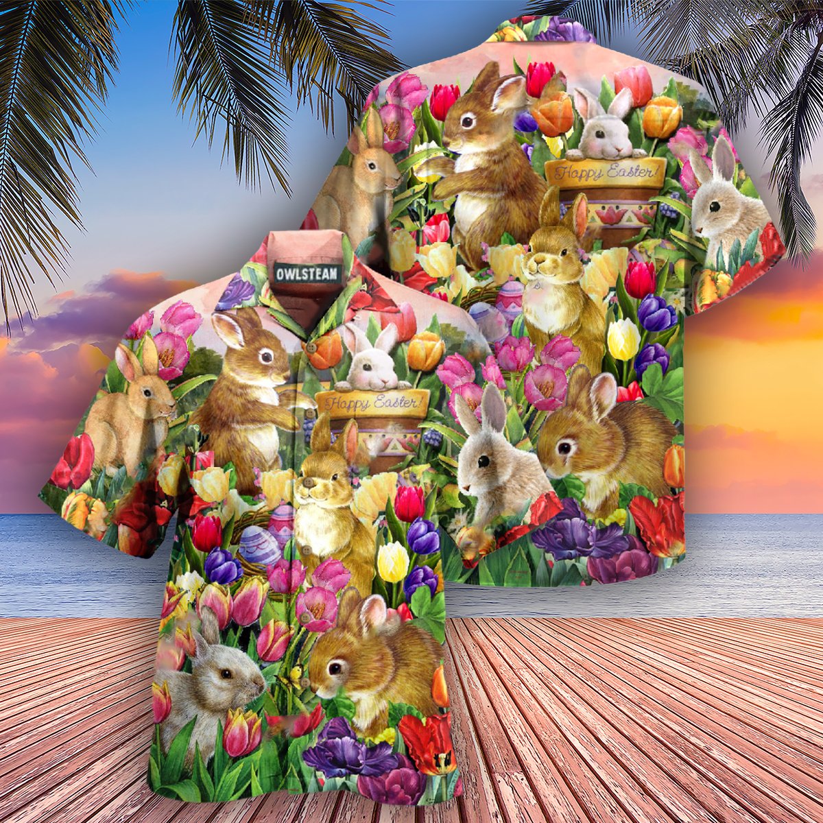 Rabbit Dream And Tulip Garden Happy Easter Edition – Hawaiian Shirt