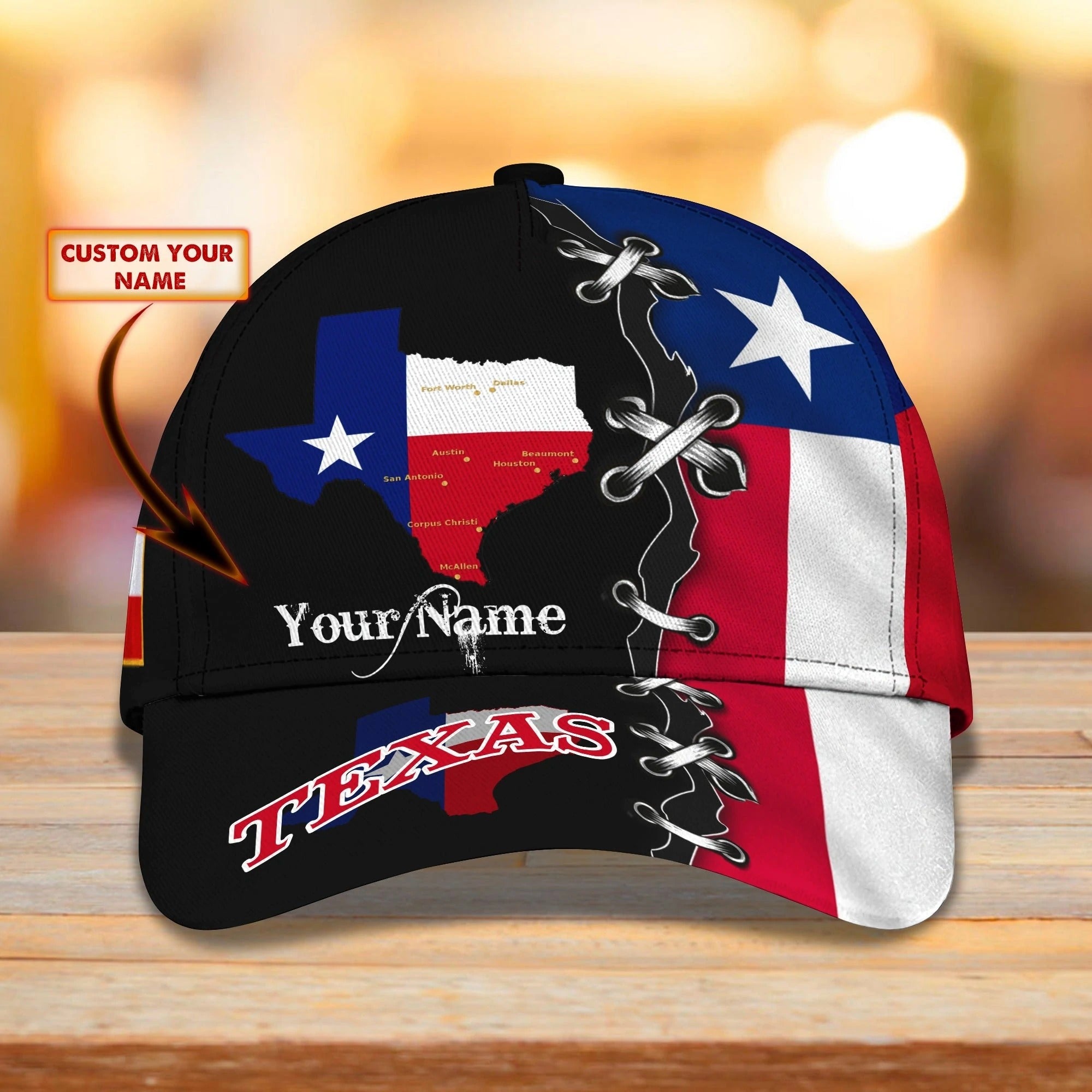 Personalized Name 3D Full Printing Texas Cap, Texas Baseball Classic Cap Hat