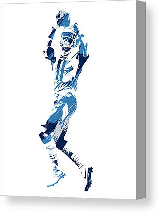 A J Brown Tennessee Titans Watercolor Strokes Pixel Art 2 Joe Hamilton Canvas Print