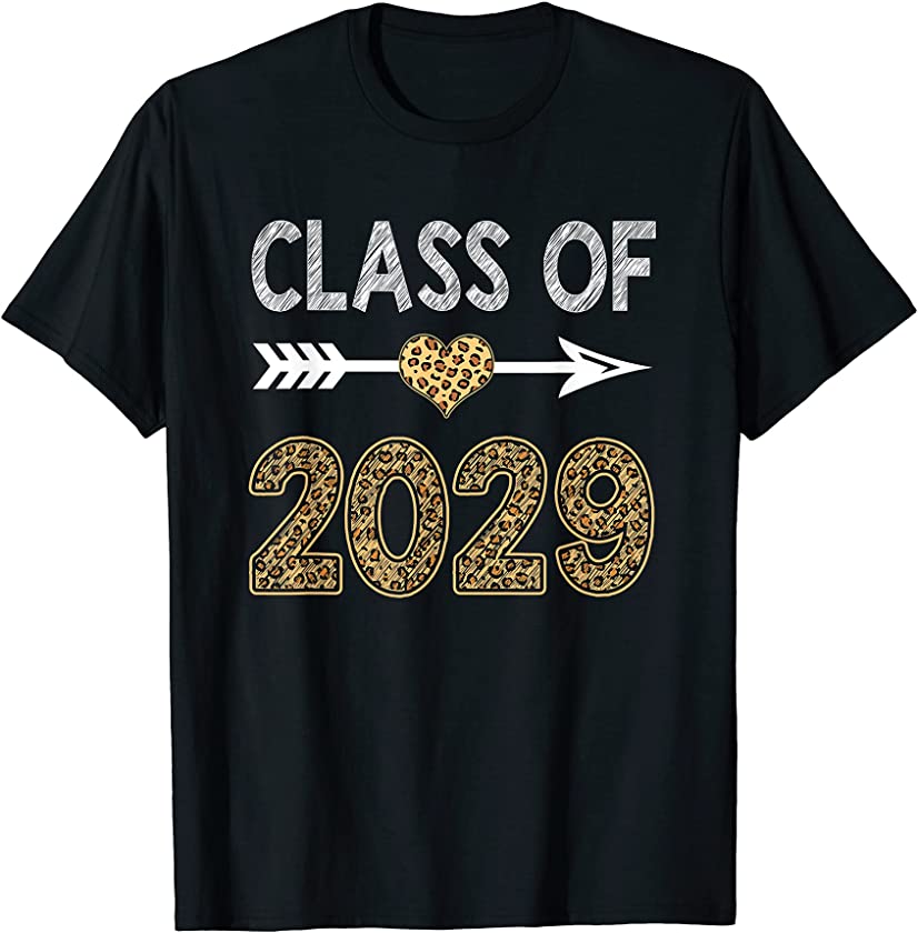 Class Of 2029 Grow With Me Kindergarten Kid Boy Girl Leopard T-Shirt