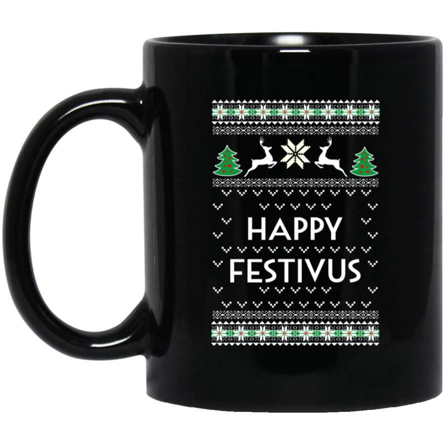 Best ugly christmas sweater Happy Festivus Mug Black Mug