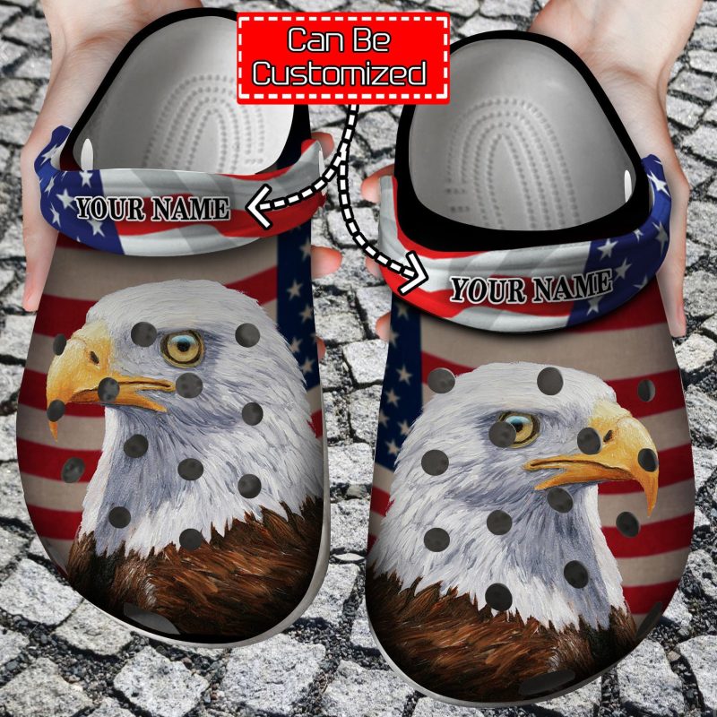 Eagle America Flag Veterans Gift clog Shoes Personalized Veterans