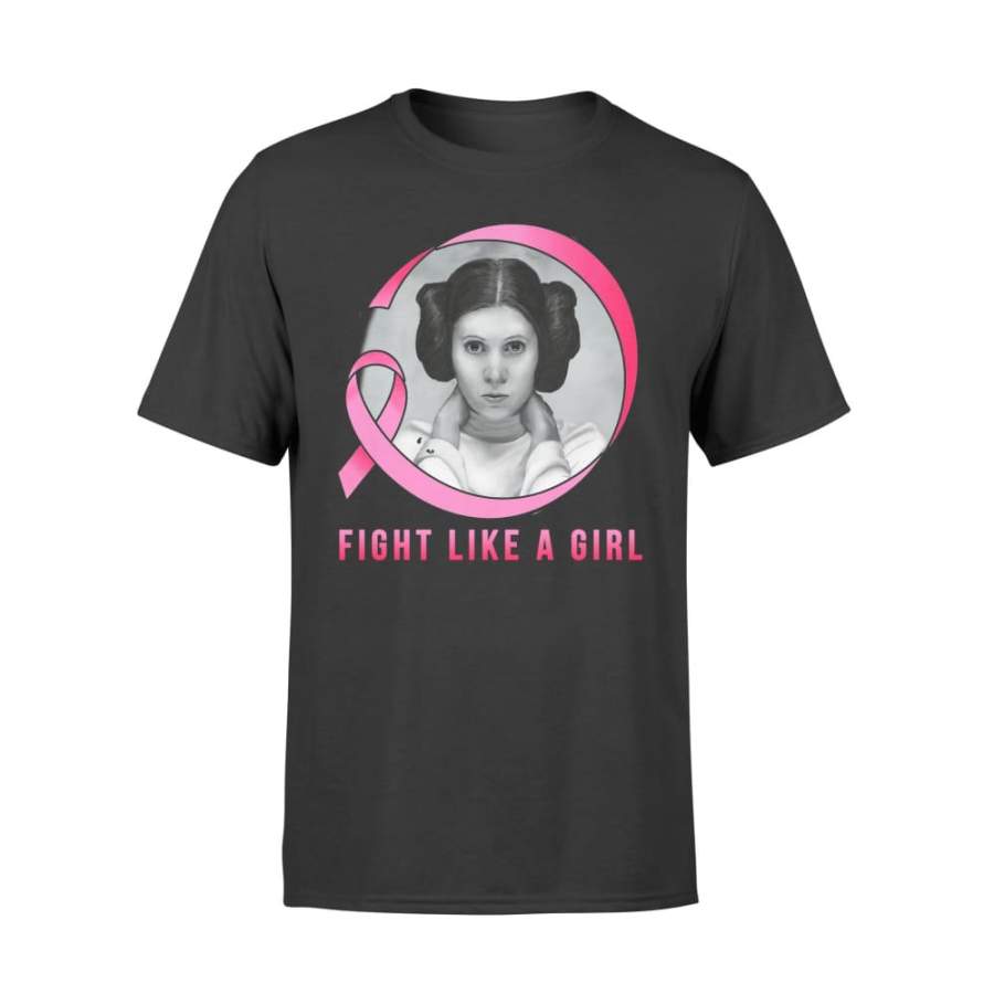 Leia Princess Fight  Like A Girl Pink Ribbon Breast Cancer Awareness – Standard T-shirt