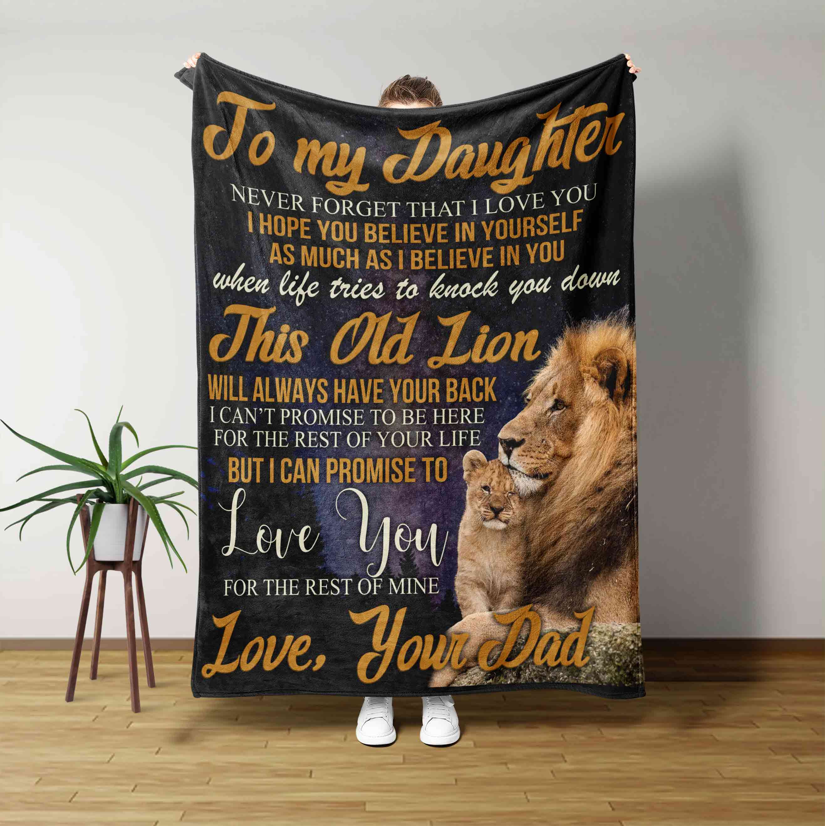 To My Daughter Blanket, Lion Blanket, Custom Name Blanket, Family Blanket, Blanket For Gift