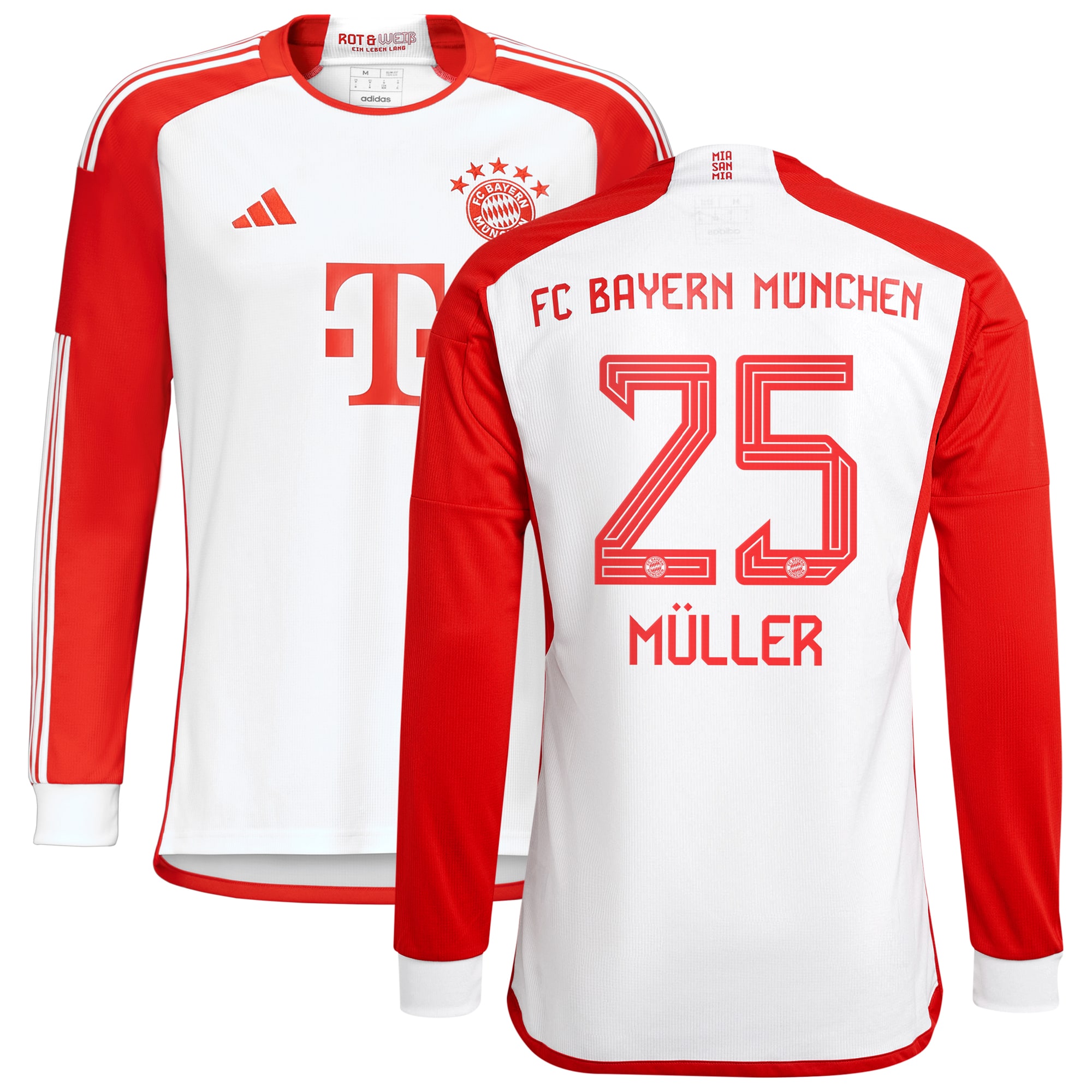 Thomas Müller Bayern Munich 2023/24 Home Replica Long Sleeve Jersey – White