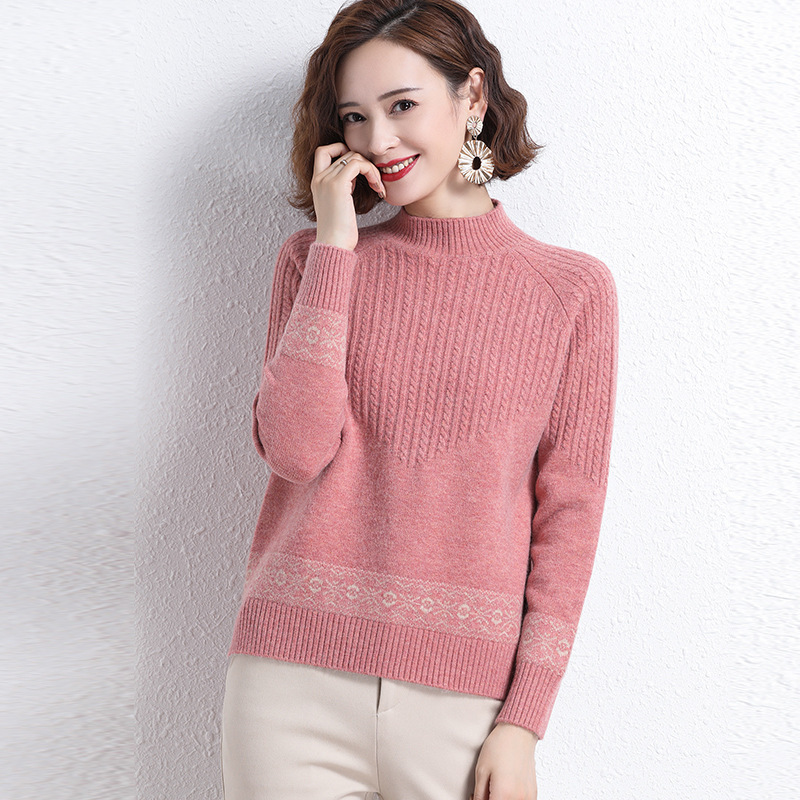 Women Sweater Half Turtleneck Top Winter and Autumn Thick Long Sleeve Solid Color Jumper Soft Warm Knitted Pullover Dropshipping alx