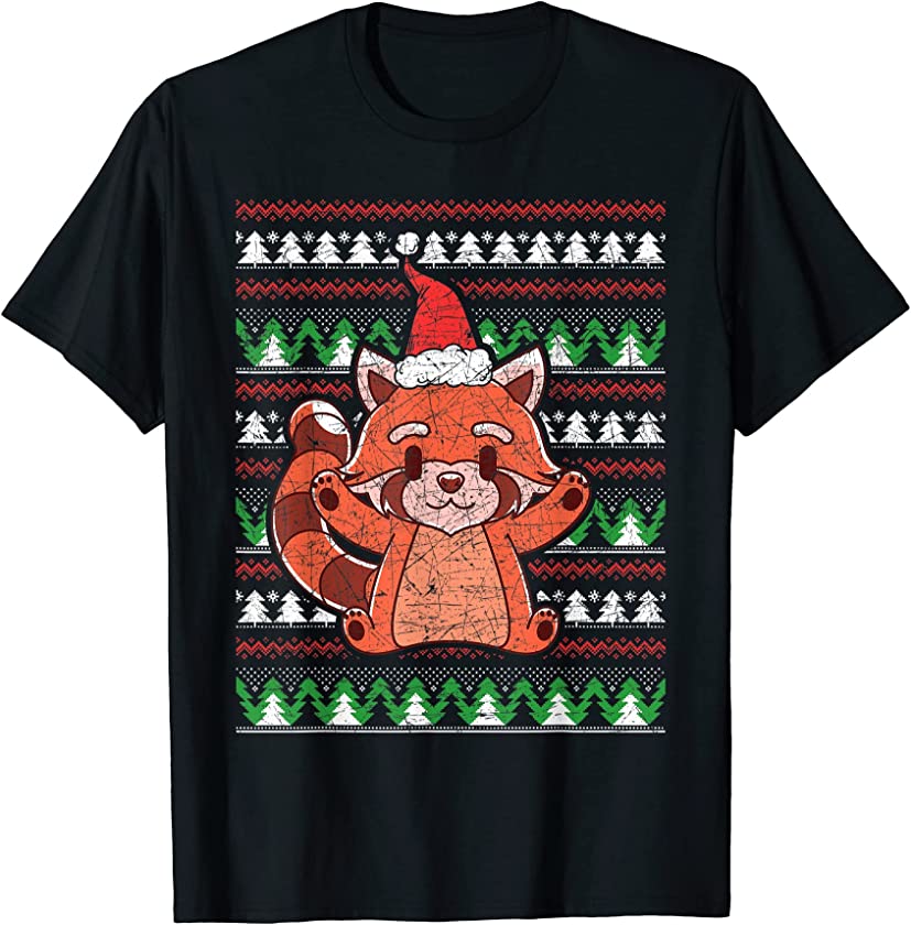 Ugly Christmas Animal Merry Xmas Cute Red Panda T-Shirt