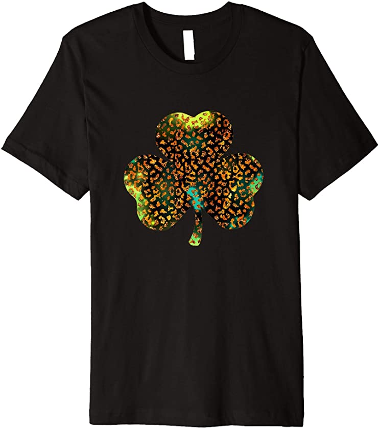 St Patricks Day Women Sexy Leopard Print Shamrock Premium T-Shirt