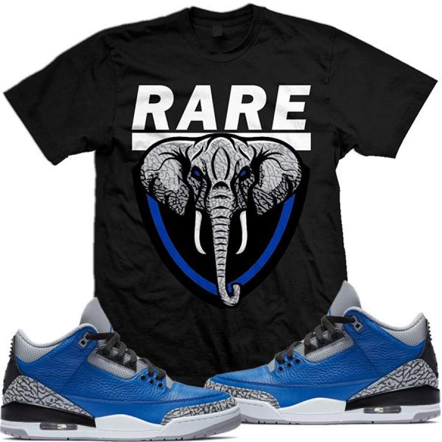 Jordan Retro 3 Varsity Royal Cement Elephant Sneaker Shirt – RARE