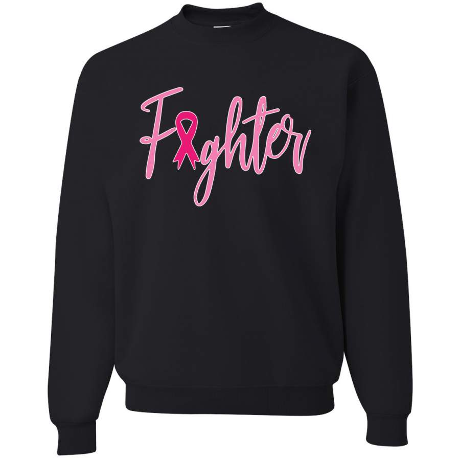 Fighter Breast Cancer Survivor Breast Cancer Awareness Crewneck Graphic Sweatshirt T-Shirt