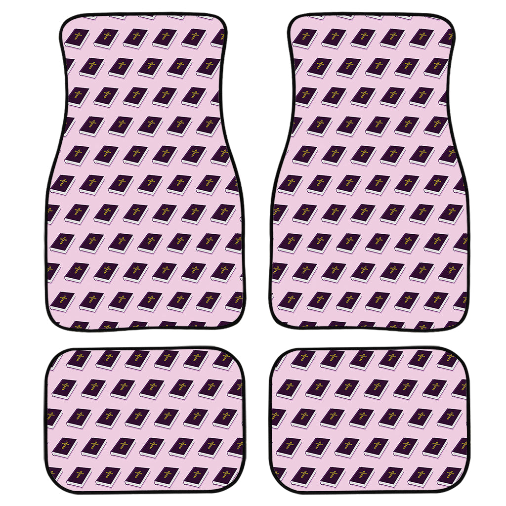 Purple Holy Bible Pattern Print Front And Back Car Floor Mats, Front Car Mat