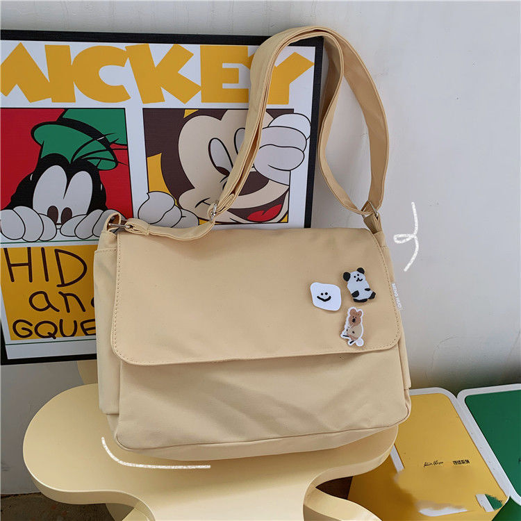Women’s Bag Japan is Harajuku Ins Solid Color Versatile Leisure Large Capacity Messenger Single Shoulder Postman alx