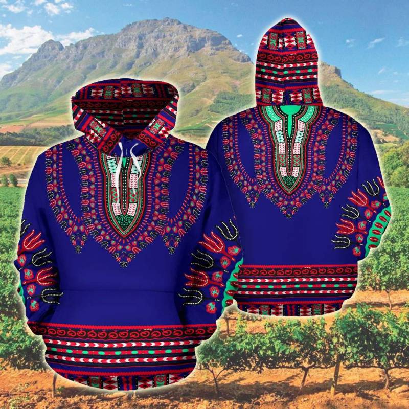 African Dashiki – Royal Blue All Over Print Hoodies