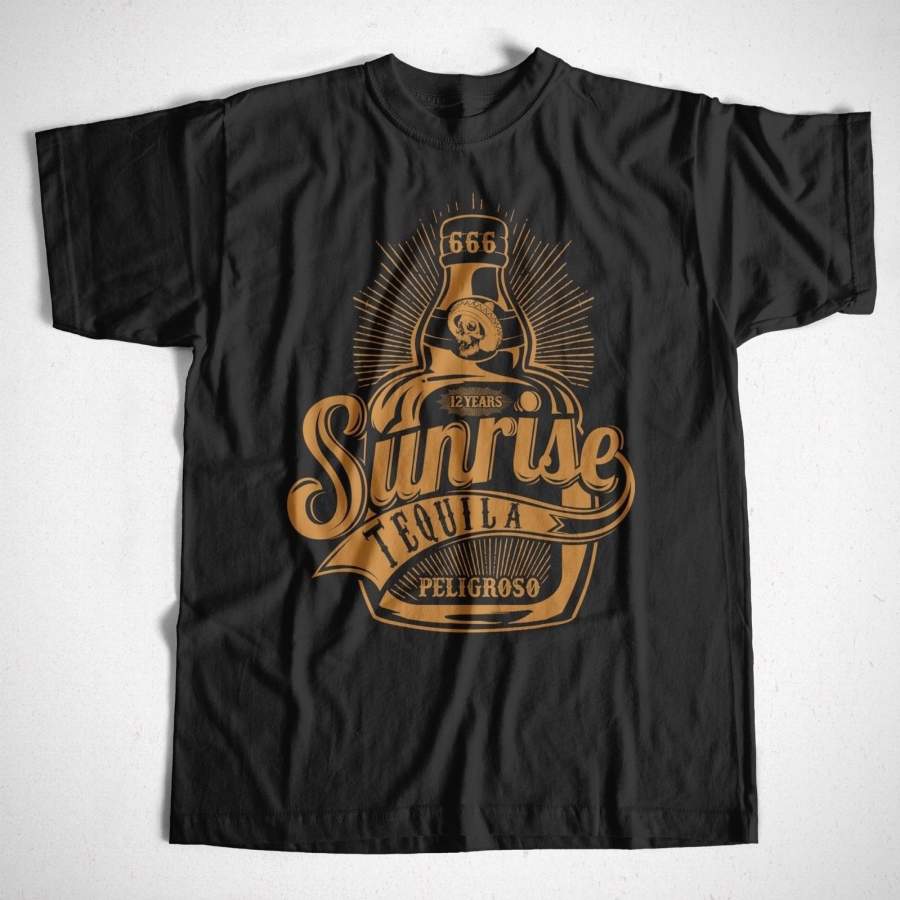 T-Shirt Sunrise Tequila Gold Sier Party Alkohol Vodka Whisky Gin Streetwear