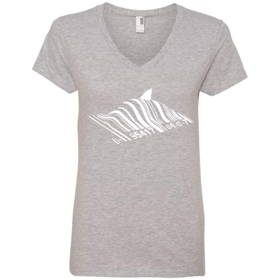 Banksy’s Shark Bar-code Ladies’ V-Neck T-Shirt