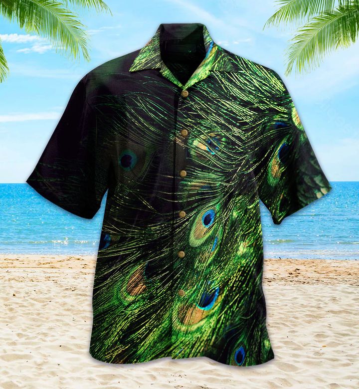 A Beautiful Peacock Green Hawaii Shirt Ha11891