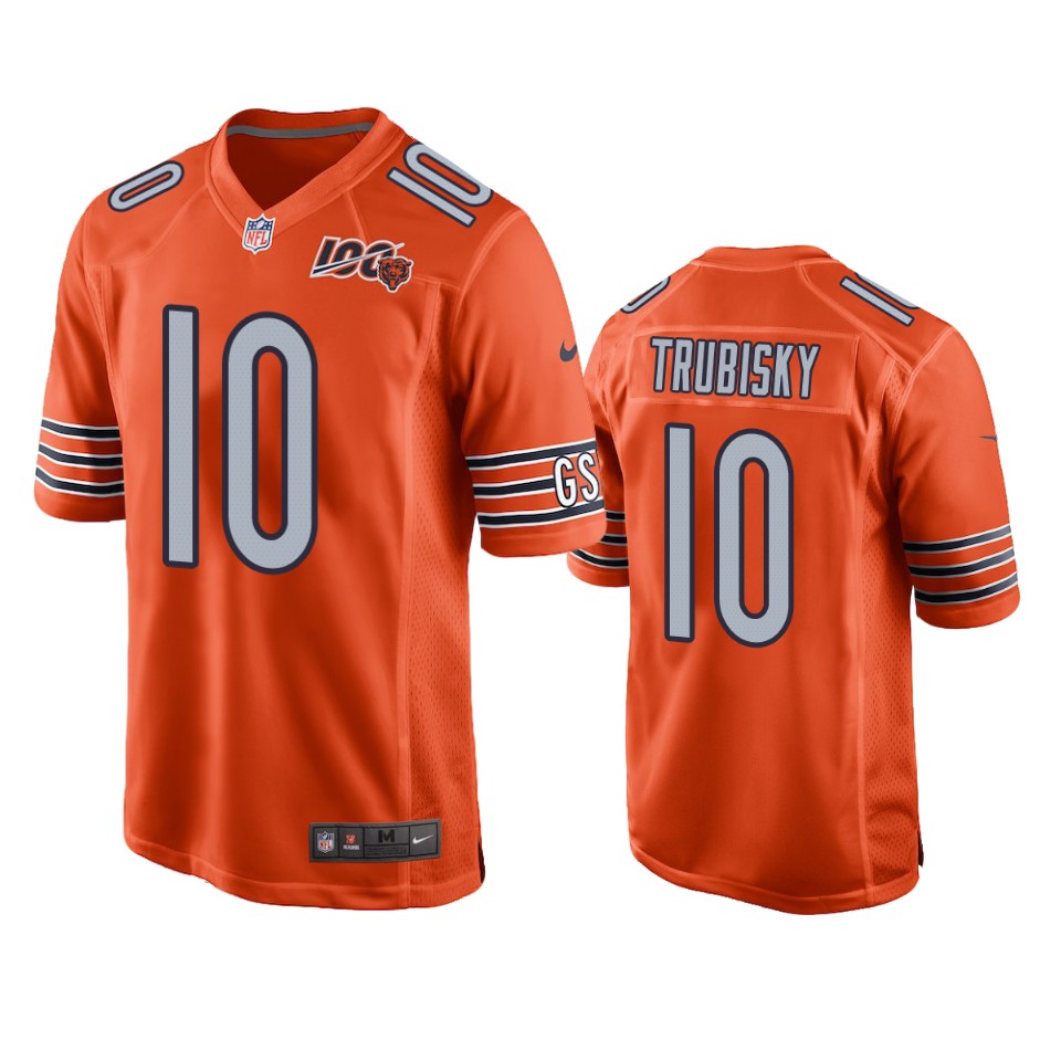 Chicago Bears Mitchell Trubisky Orange 100th Season Game Jersey – Mens