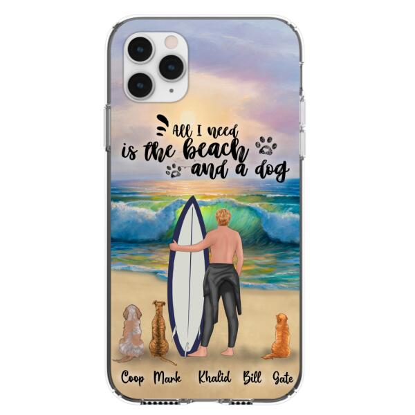 Custom Personalized Surfing Phone Case – Woman/Man With Upto 4 Pets  – Phone Case For Iphone And Samsung – To The Ocean I Go – Ccs180