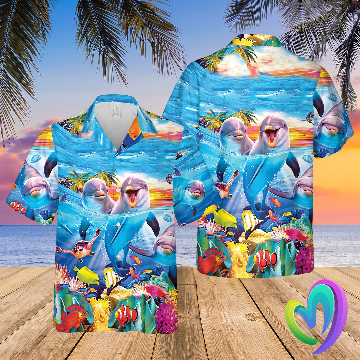 Dolphin Hawaiian Summer Beach Shirt Funny Aloha Shirt QBSM10