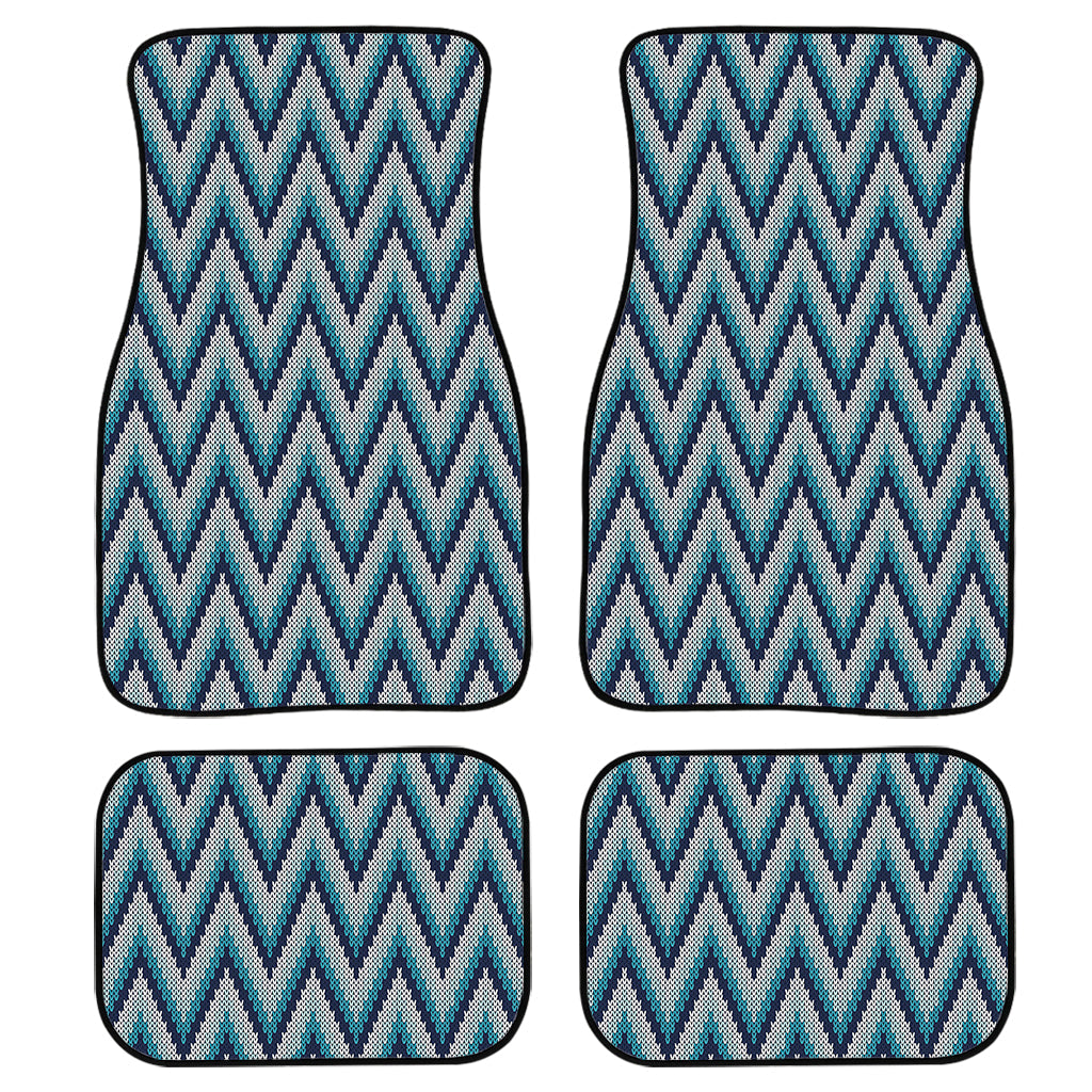 Zigzag Knitted Pattern Print Front And Back Car Floor Mats, Front Car Mat