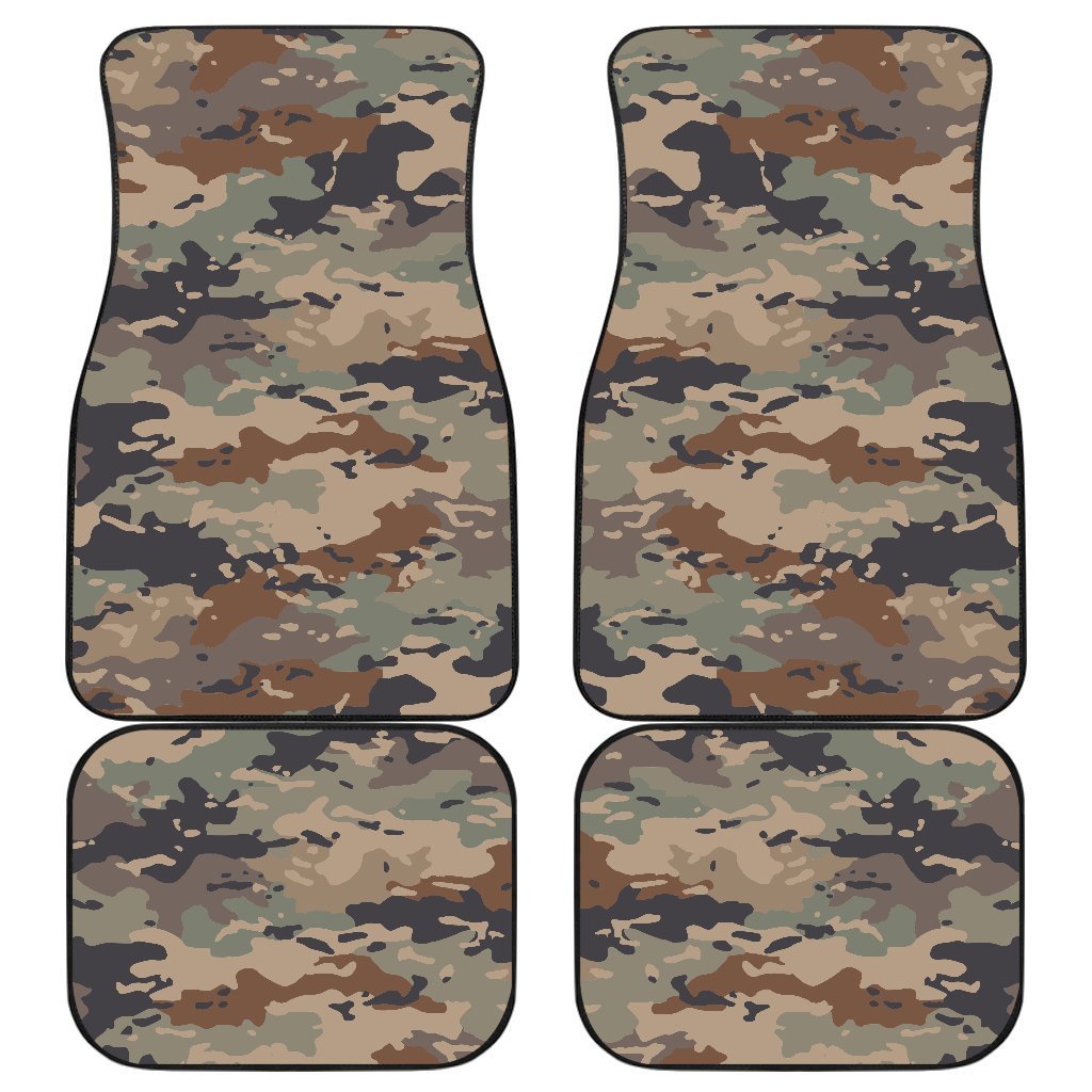 Desert Camouflage Print Front And Back Car Floor Mats, Front Car Mat