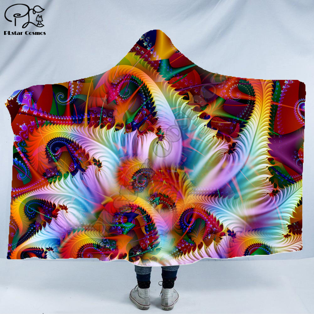 Cool Psychedelic Graffiti Character Hooded Blanket Adult colorful child Sherpa Fleece Wearable Blanket Microfiber Bedding c-006 alx