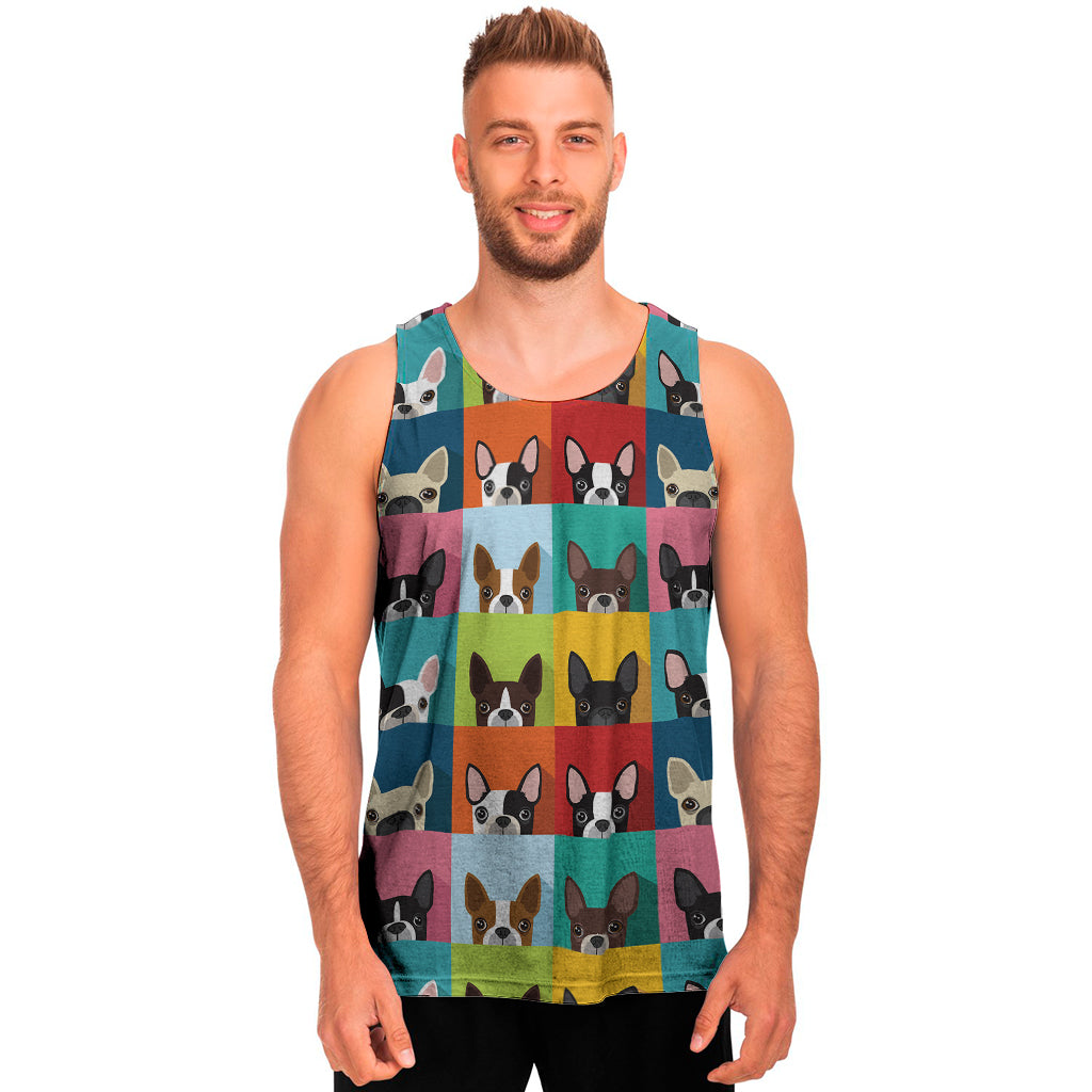 Boston Terrier Puppy Faces Print Men’S Tank Top