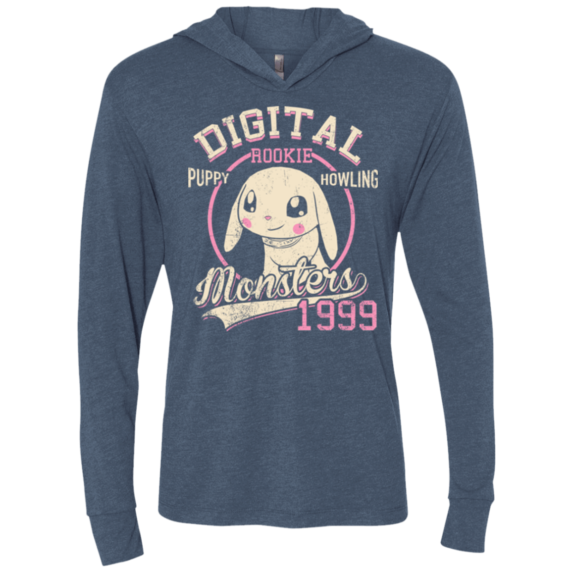 Puppy Howling Triblend Long Sleeve Hoodie Tee