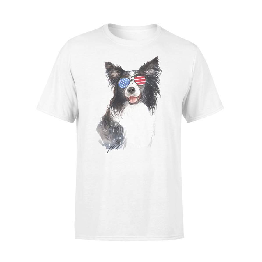 Patriotic Border Collie Lovers American Flag T-Shirt