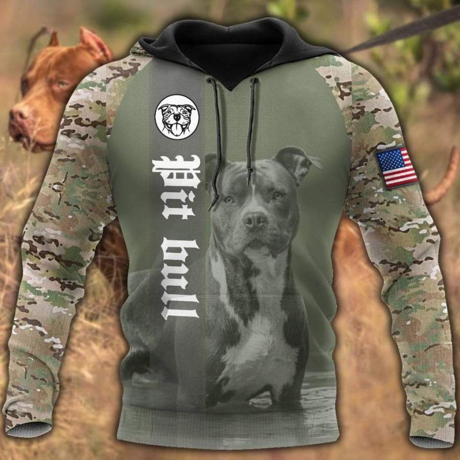 Pit Bull Camo Men and Women Hoodie 3D All Over Print #HL