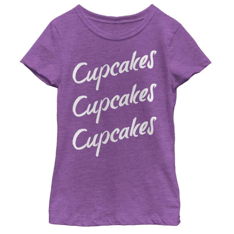 CHIN UP Girl’s Cupcakes Cupcakes Cupcakes  T Shirt Purple Berry