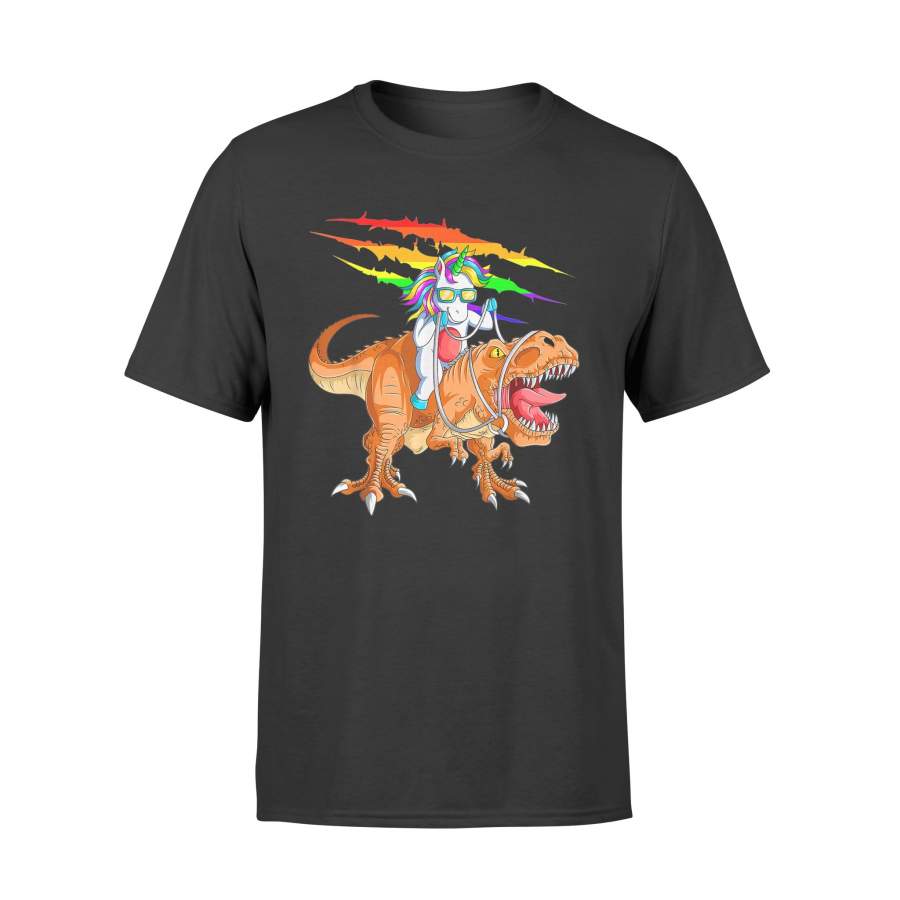 Birthday T-shirts Unicorn Riding T-Rex Dinosaur – Standard T-shirt