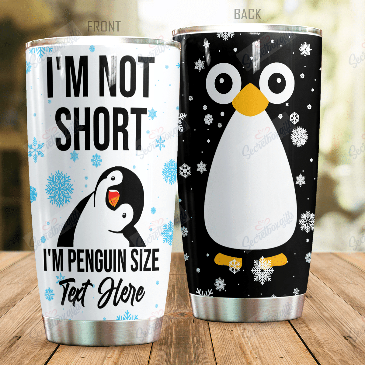 Personalized Penguin In Snowflake Nc0810001Cl Stainless Steel Tumbler Customize Name, Text, Number