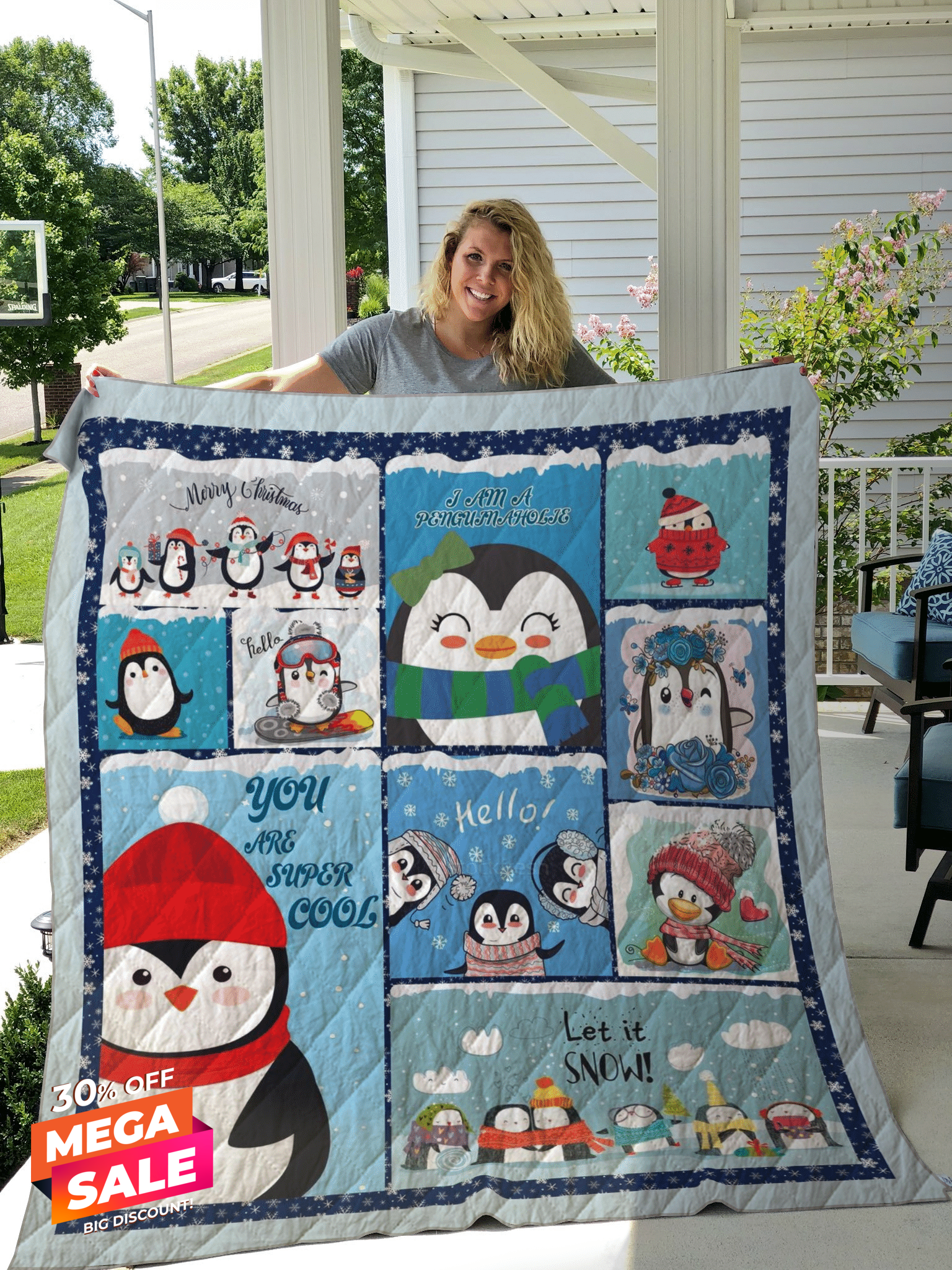 Christmas Penguin CLH14165Q Quilt Blanket