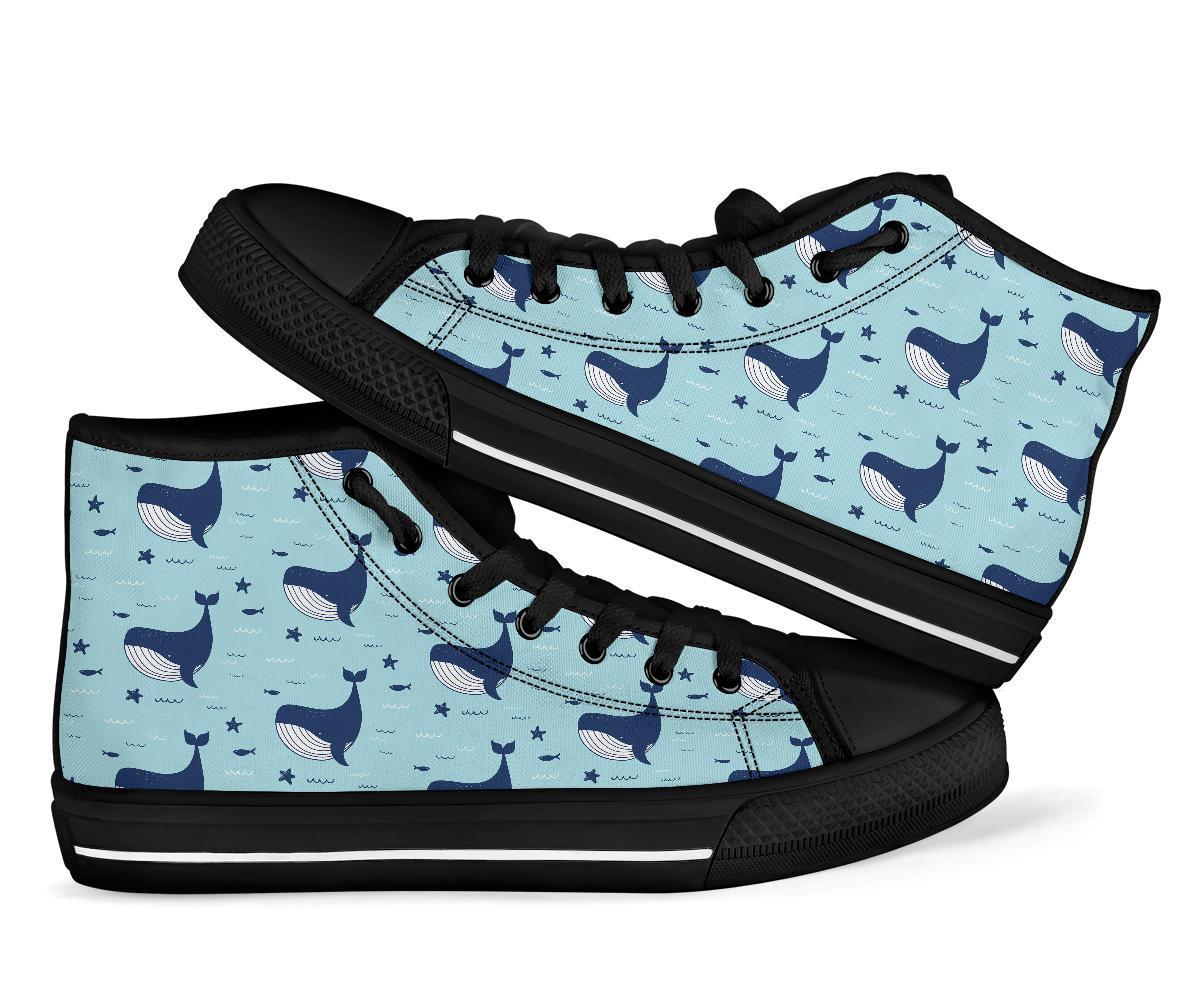 Humpback Whale Print Pattern Men Women’S High Top Shoes