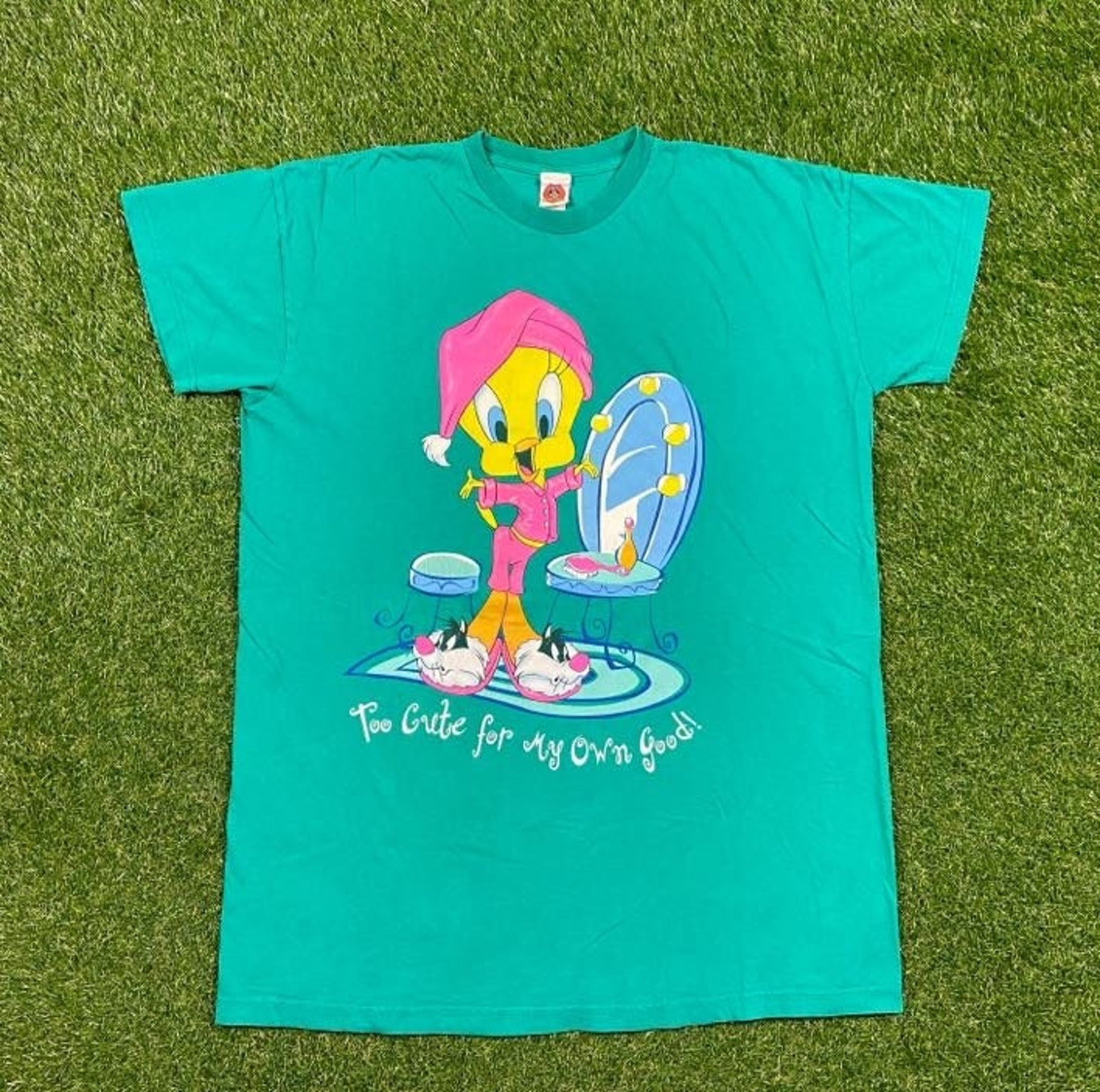 Vintage Tweety Bird T Shirt Tee Osfa Looney Tunes Warner Bros Cartoon Bugs Bunny Taz 1990S 90 Moomoo Overd Sleep Shirt Space Jam