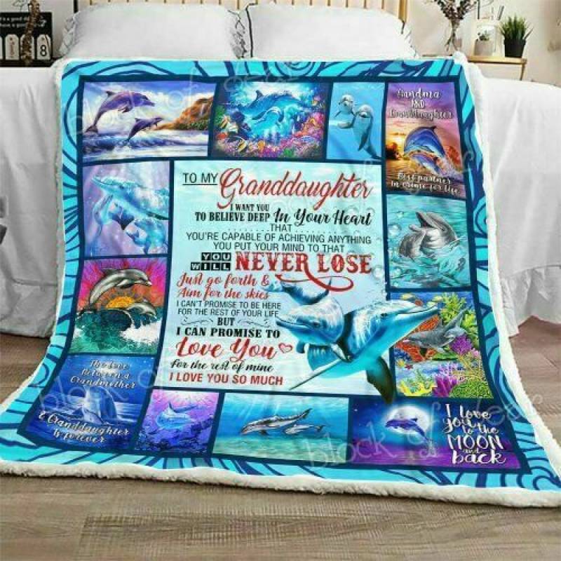 homesweetquilt – To My Granddaughter Dolphin Sofa fleece blanket, Small, Medium, Large, X-large, hf0508