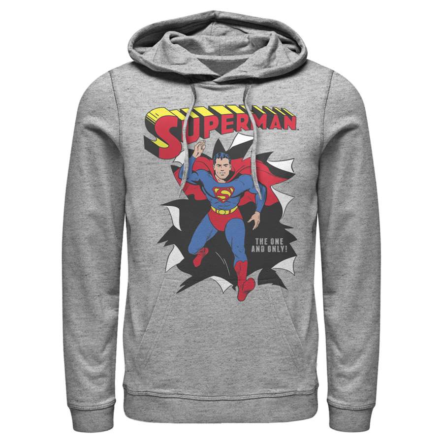 Superman Men’s Only One Hero Rip  Lightweight Hoodie