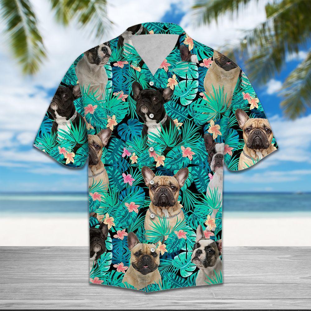 French Bulldog Lover Summer Tropical Leaf All Over Printed Hawaii Shirt Size S Ha24387