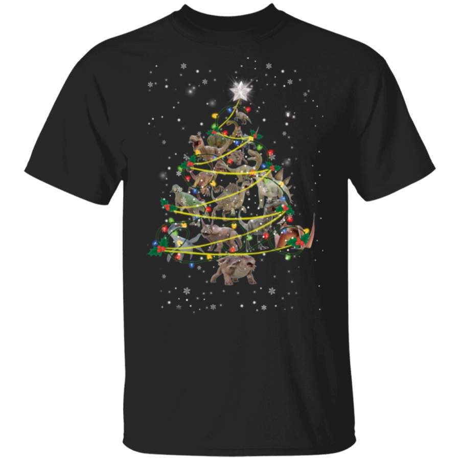 T-Rex Christmas Tree T-Shirt Funny Animal Snowflake Shirt Designs, Winter Gifts Sibling Gifts