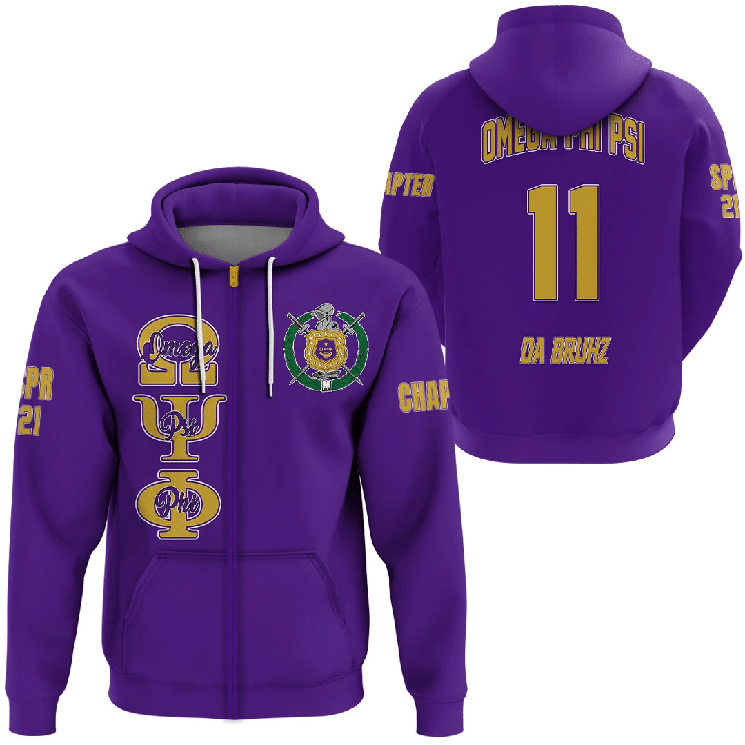 Fraternity Hoodie – Personalized Omega Psi Phi Purple Zip Hoodie