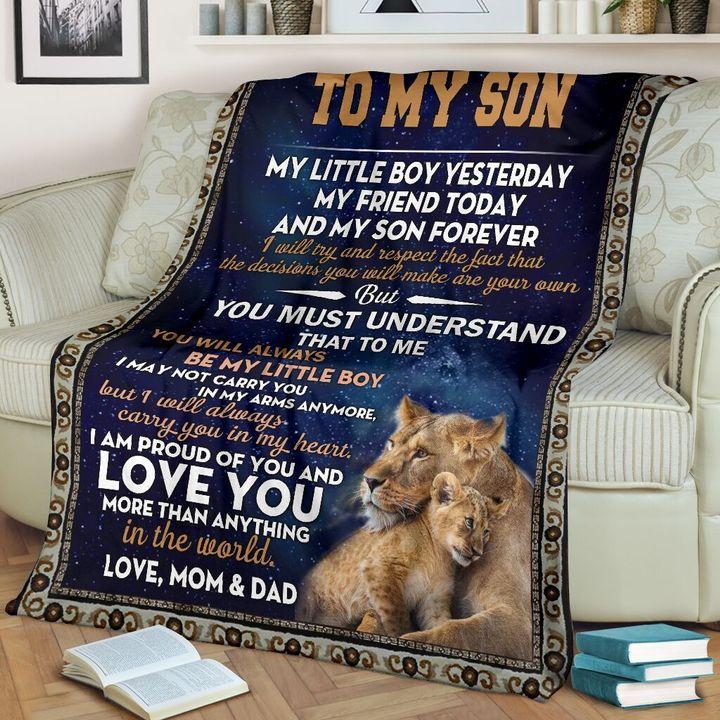 Blanketify To My Son My Little Boy Yesterday My Friend Today Lions Galaxy Blanket Gift For Son From Mom,Birthday Gift Home Decor Bedding Couch Sofa Soft And Comfy Cozy