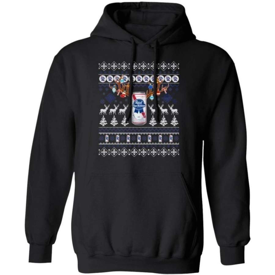 Reinbeer Pabst Blue Ribbon Hoodie Reindeer Beer Hoodie Ugly Sweater Style Xmas Hoodie MT10