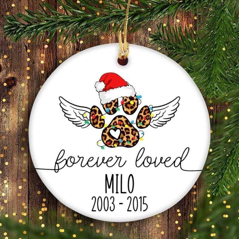 Forever Loved Dog Christmas Paw Memorial Circle Ornament